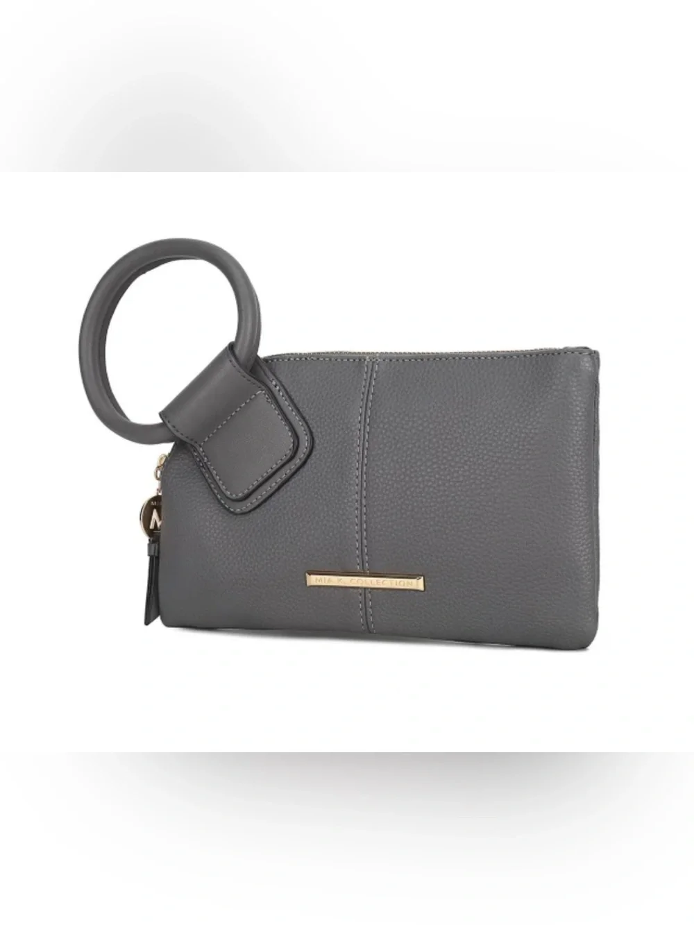 Mia K Collection Simone Wristlet Charcoal Gray Vegan Leather